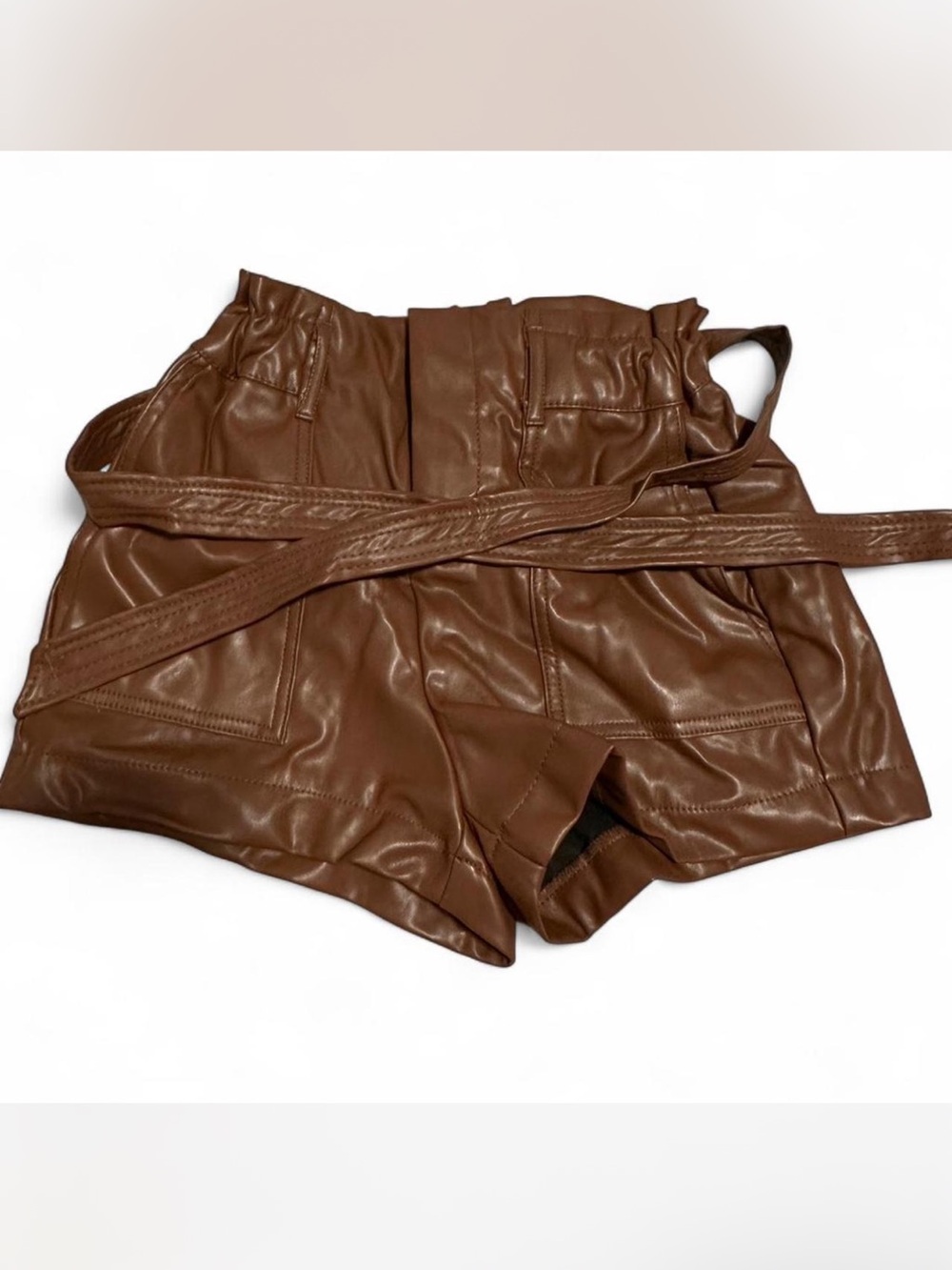 Brown leather shorts size xs